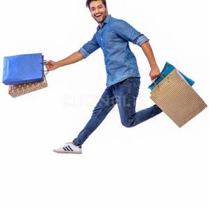 Man Holding Shopping Bags, Cliqnclix