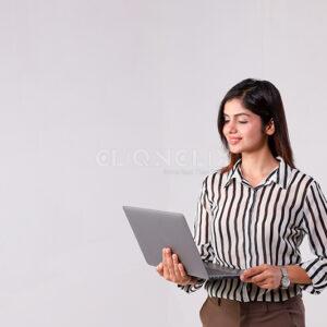 Woman Working On Laptop, Cliqnclix
