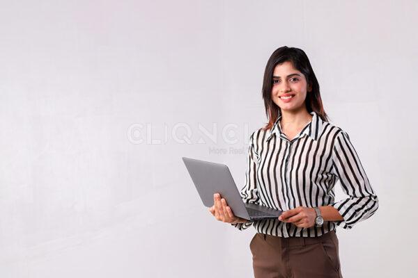 Woman Using Laptop, Cliqnclix