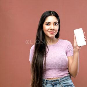 Woman Showing Phone, Cliqnclix
