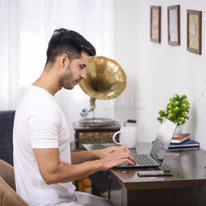 Man Working On Laptop, Cliqnclix