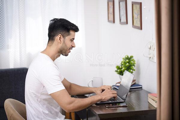 Man Using Laptop, Cliqnclix