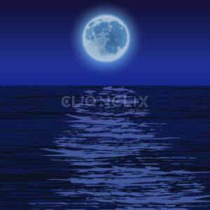 Moon Reflection In Seawater, Cliqnclix