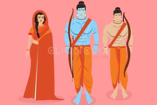 Lord Rama, Laxmana And Sita, Cliqnclix
